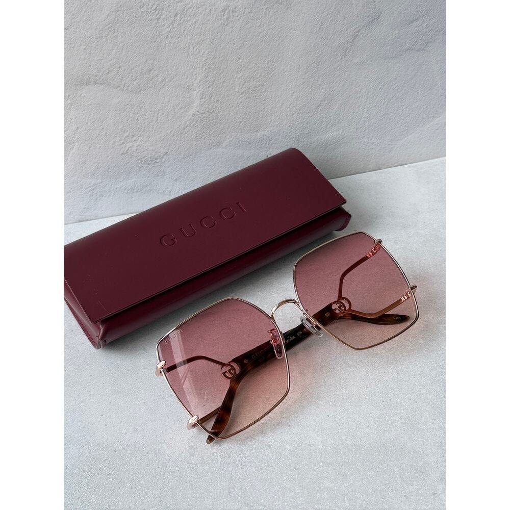 NEW Gucci GG1564SA Oversized Pink Gold Sunglasses $650 - Picture 2 of 9